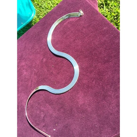 Sterling Silver Statement Piece Sleek 925 necklace 1cm wide VTG Italy NICE 38gr! - Picture 4 of 14